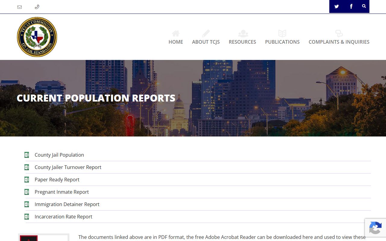 Ellis County inmate population TCJS current reports page